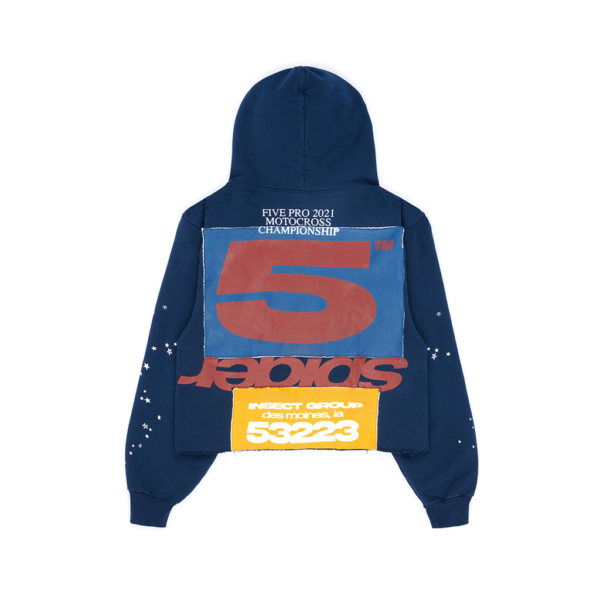 Navy Blue Cropped Sp5der Hoodie